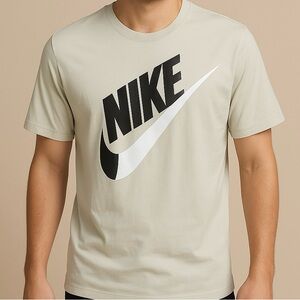 NWT Nike Men's Beige T-Shirt with Logo M